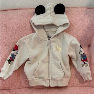 GAP Cream Hoodie with Mickey and Minnie Mouse